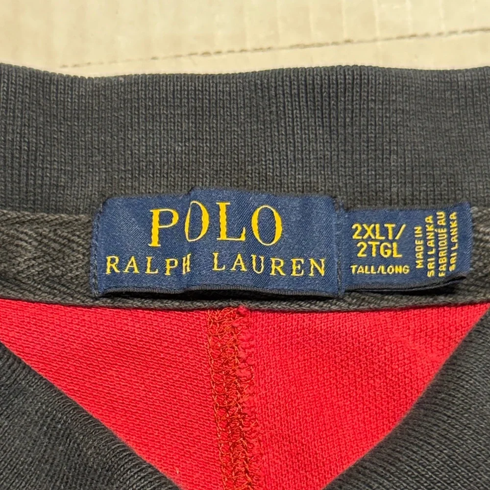 POLO Ralph Lauren Vintage?‎ Men's P-Wing Polo Shirt Black Red Pique Cotton 2XLT